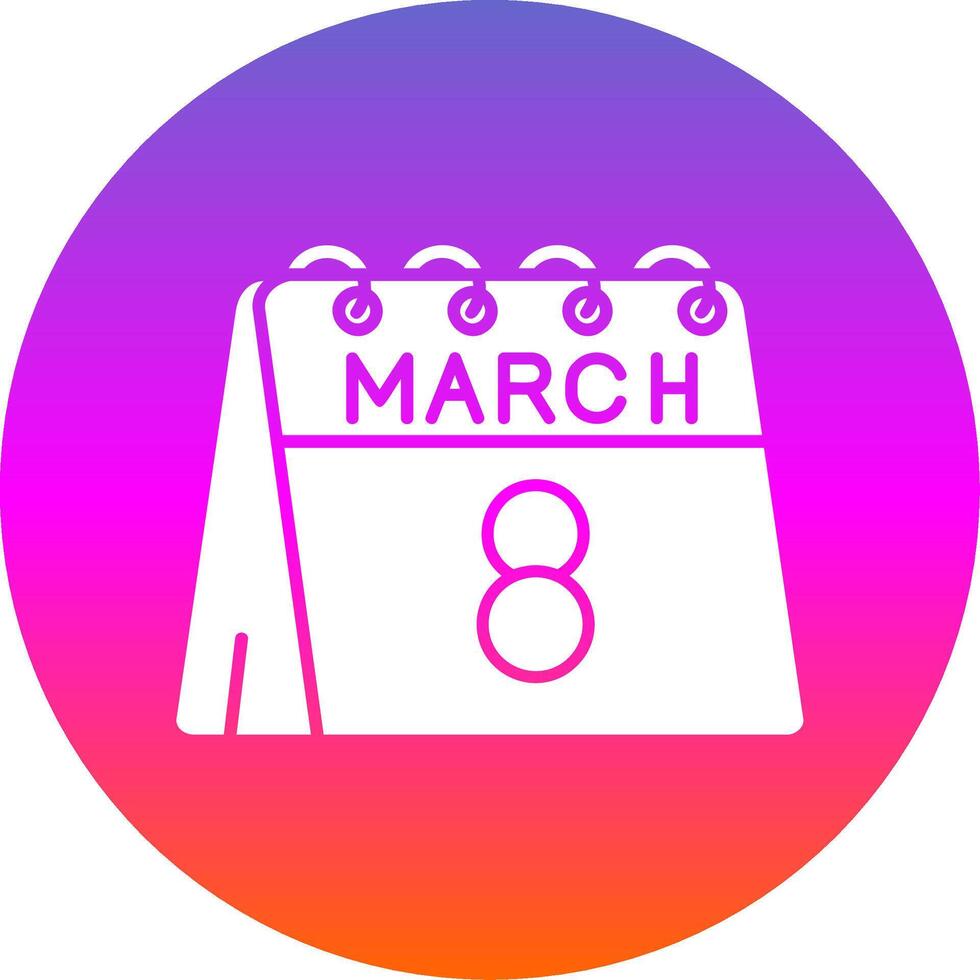 8e van maart glyph helling cirkel icoon vector
