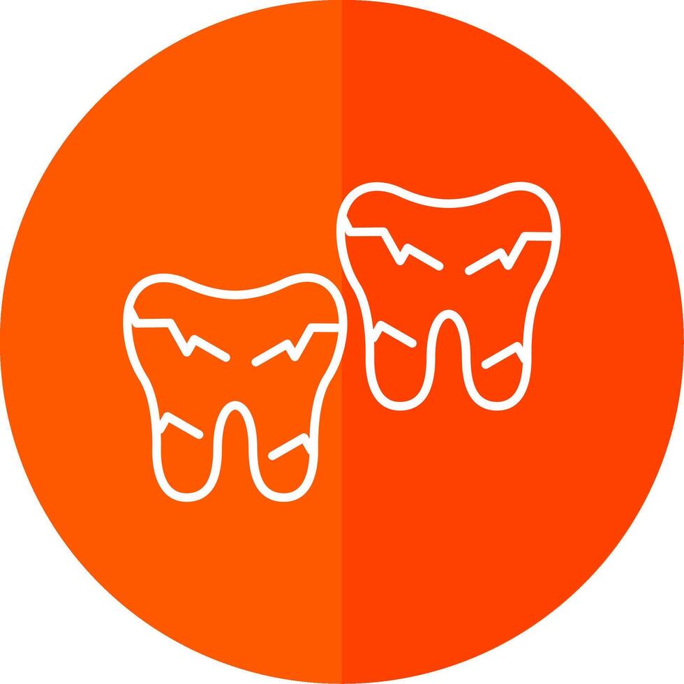 tand beschadigd lijn rood cirkel icoon vector
