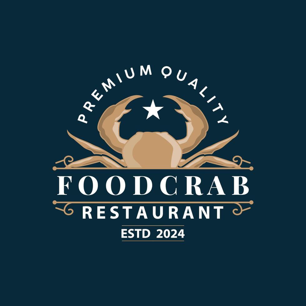 gemakkelijk krab logo ontwerp vector retro wijnoogst zeevruchten restaurant zee krab landbouw sjabloon