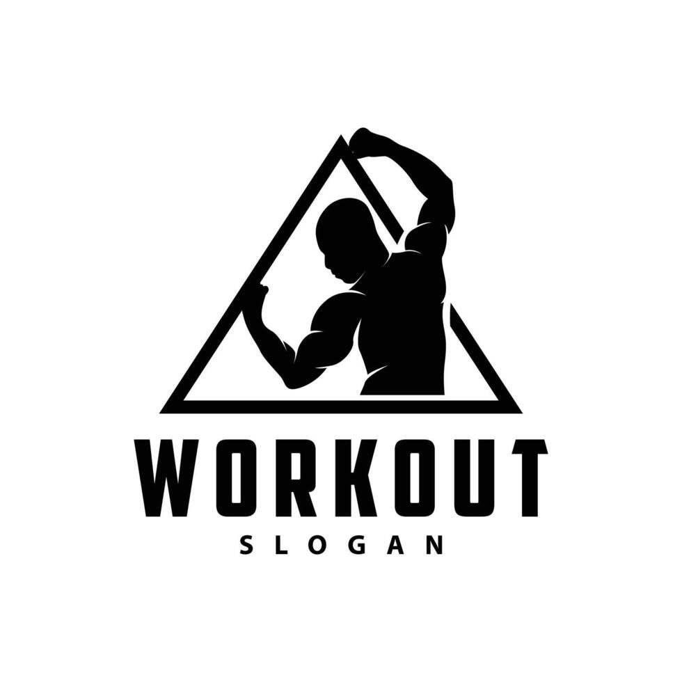 Sportschool logo ontwerp wijnoogst retro menselijk silhouet sport geschiktheid bodybuilder gemakkelijk elegant vector