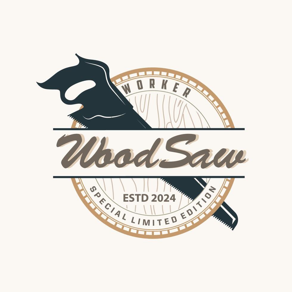 hout zag logo vector ontwerp timmerman gereedschap silhouet houthakker hout vakman timmerwerk bedrijf logo
