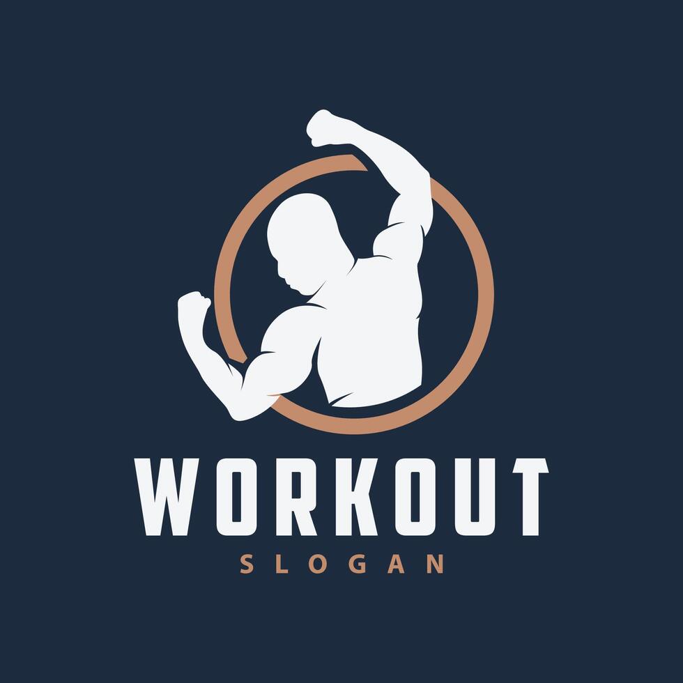 Sportschool logo ontwerp wijnoogst retro menselijk silhouet sport geschiktheid bodybuilder gemakkelijk elegant vector