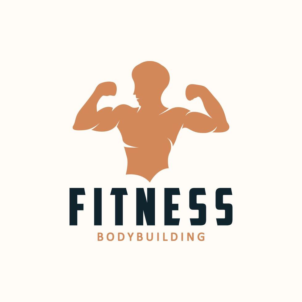 Sportschool logo ontwerp wijnoogst retro menselijk silhouet sport geschiktheid bodybuilder gemakkelijk elegant vector