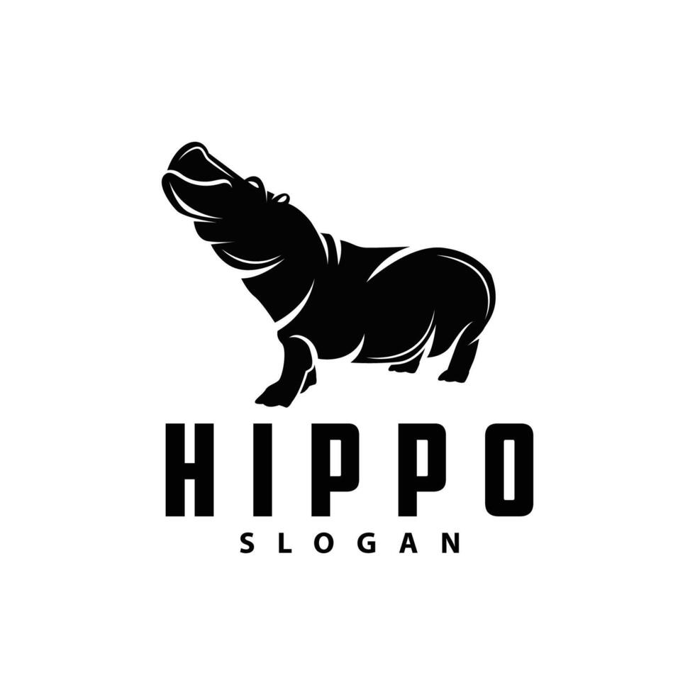 nijlpaard logo vector gemakkelijk silhouet dierentuin dier ontwerp merk sjabloon illustratie