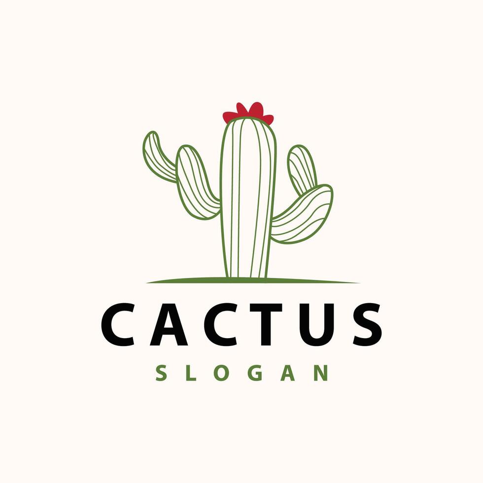 cactus logo vector woestijn groen fabriek ontwerp elegant stijl symbool icoon illustratie