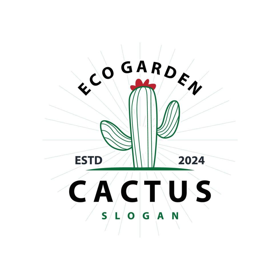 cactus logo vector woestijn groen fabriek ontwerp elegant stijl symbool icoon illustratie