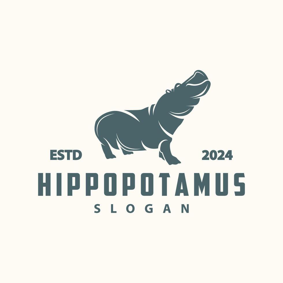 nijlpaard logo vector gemakkelijk silhouet dierentuin dier ontwerp merk sjabloon illustratie