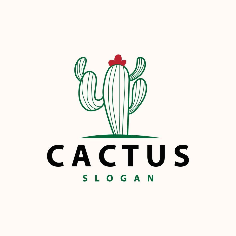 cactus logo vector woestijn groen fabriek ontwerp elegant stijl symbool icoon illustratie