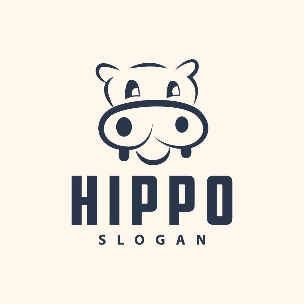 nijlpaard logo vector gemakkelijk silhouet dierentuin dier ontwerp merk sjabloon illustratie