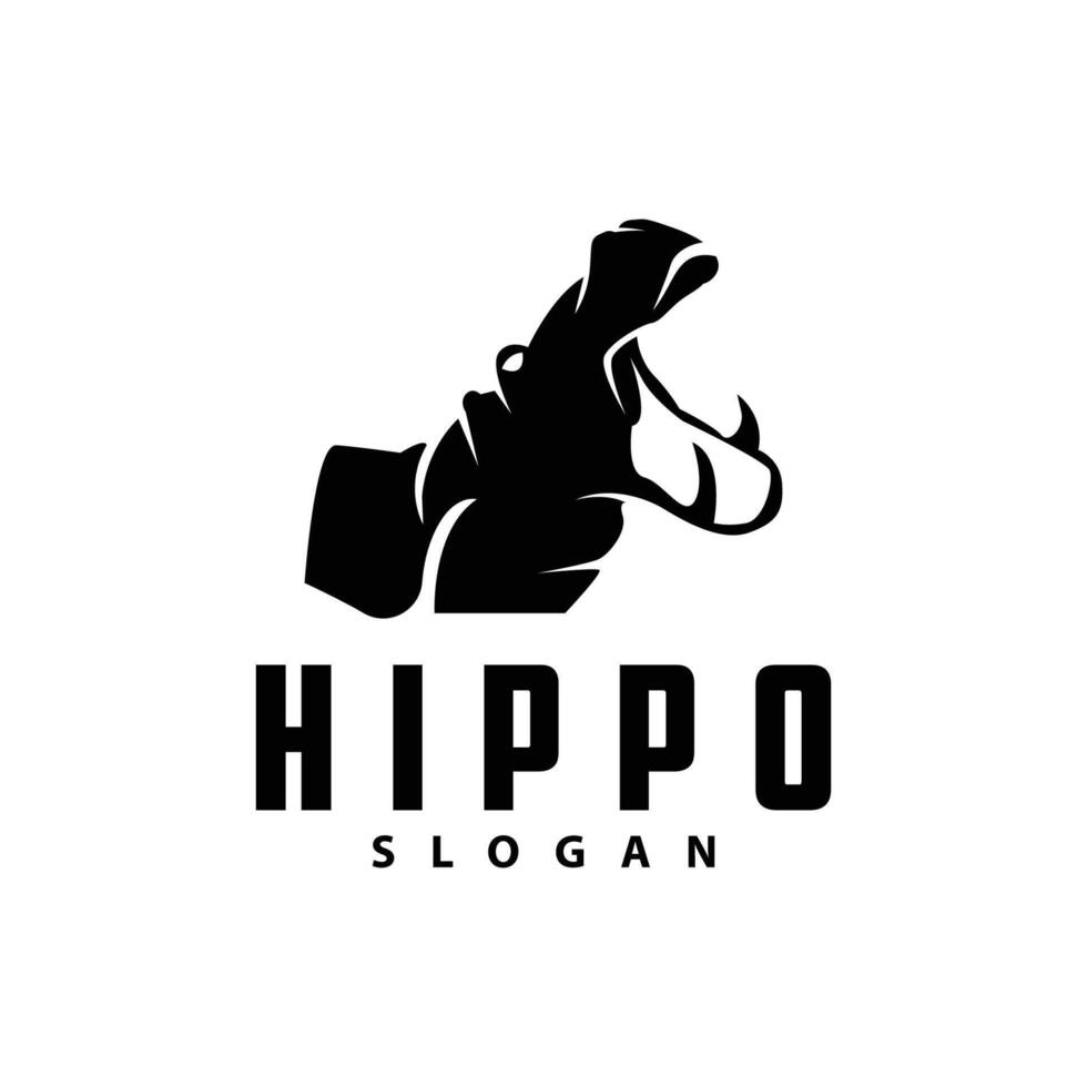 nijlpaard logo vector gemakkelijk silhouet dierentuin dier ontwerp merk sjabloon illustratie