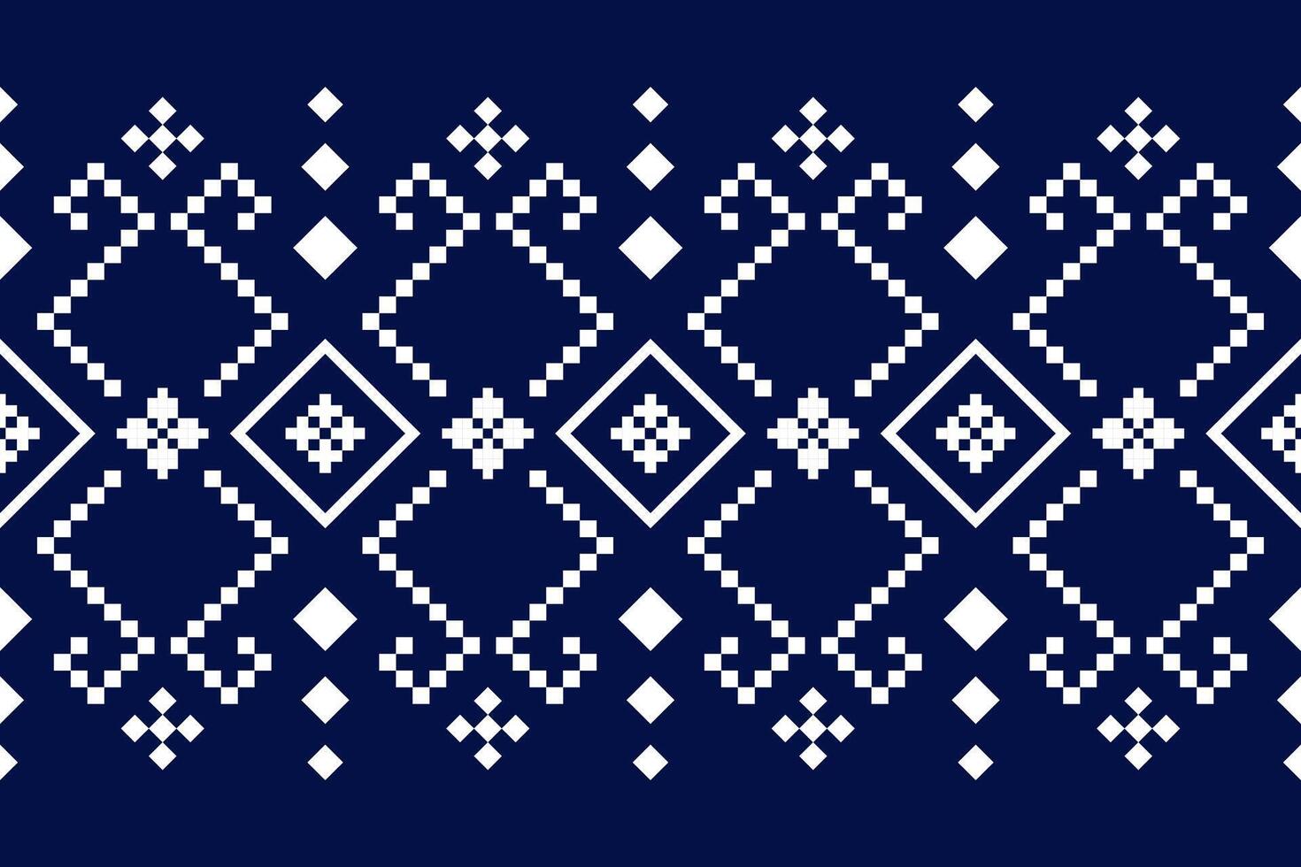 indigo marine blauw meetkundig traditioneel etnisch patroon ikat naadloos patroon grens abstract ontwerp voor kleding stof afdrukken kleding jurk tapijt gordijnen en sarong aztec Afrikaanse Indisch Indonesisch vector