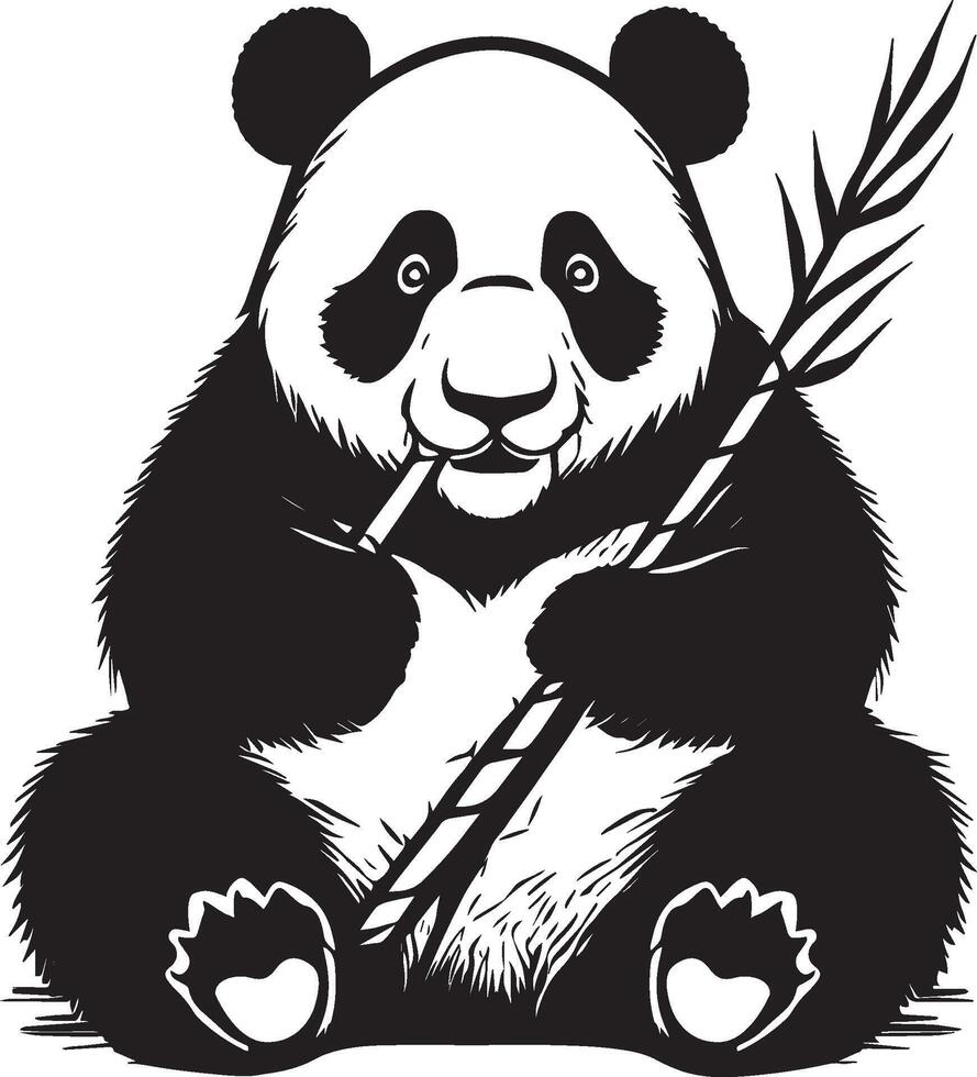 ai gegenereerd panda beer zittend en N aan het eten bamboe illustratie vector