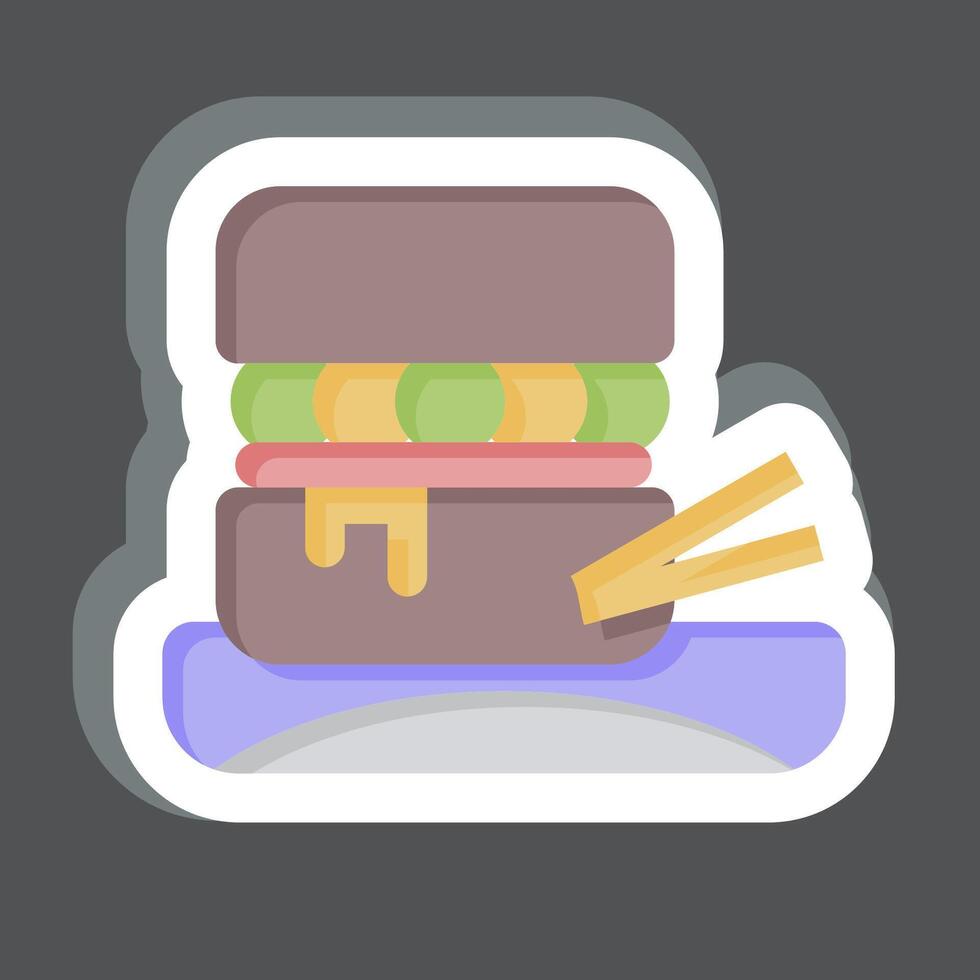 sticker Hamburger. verwant naar picknick symbool. gemakkelijk ontwerp bewerkbaar. gemakkelijk illustratie vector