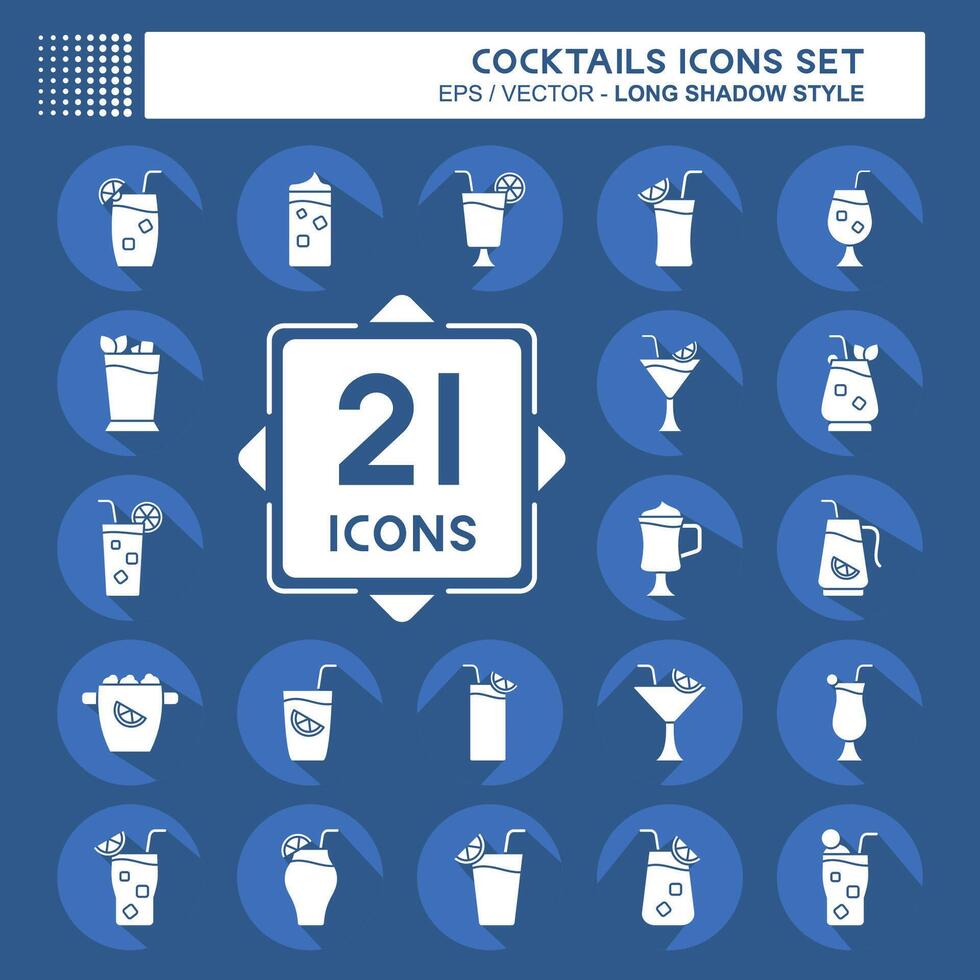 icoon reeks cocktails. verwant naar restaurants symbool. lang schaduw stijl. gemakkelijk ontwerp bewerkbaar. gemakkelijk illustratie vector