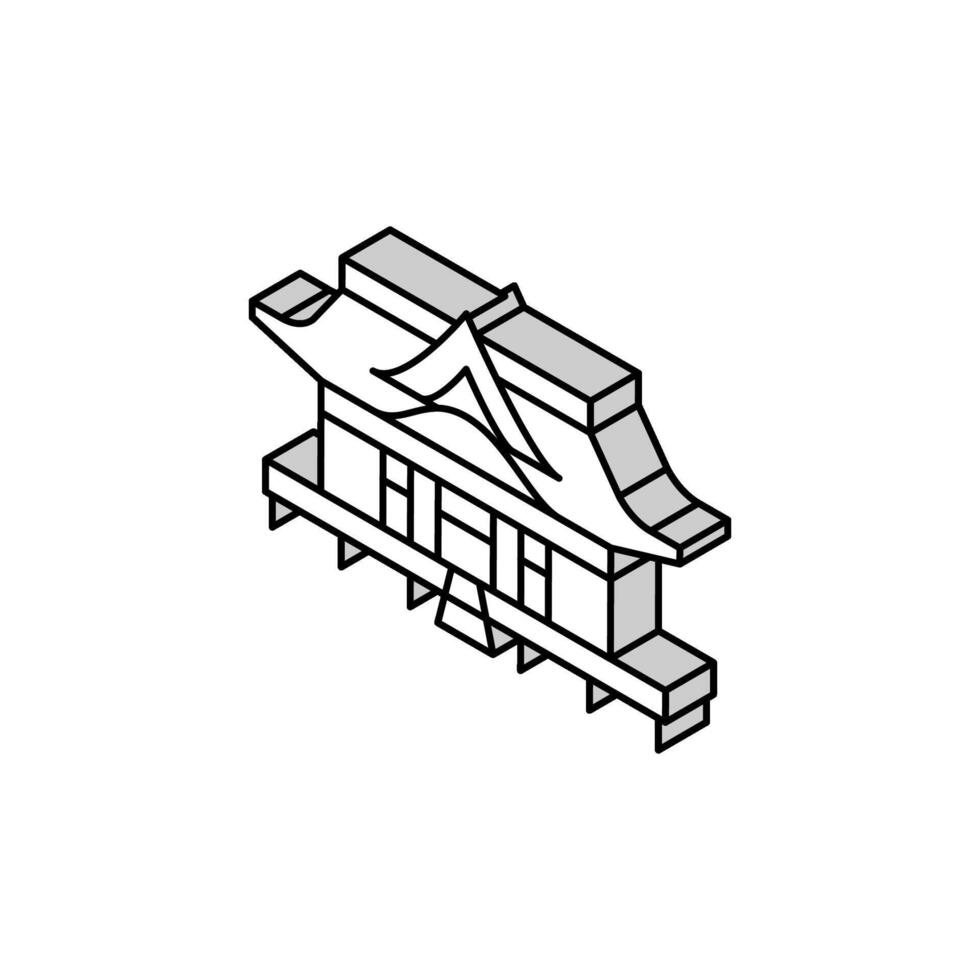 shinto altaar gebouw Shintoïsme isometrische icoon vector illustratie