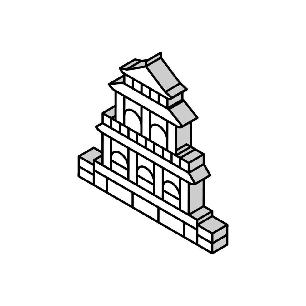 taoïstisch tempel taoïsme isometrische icoon vector illustratie