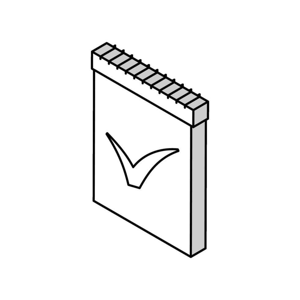 kladblok controleren Mark isometrische icoon vector illustratie