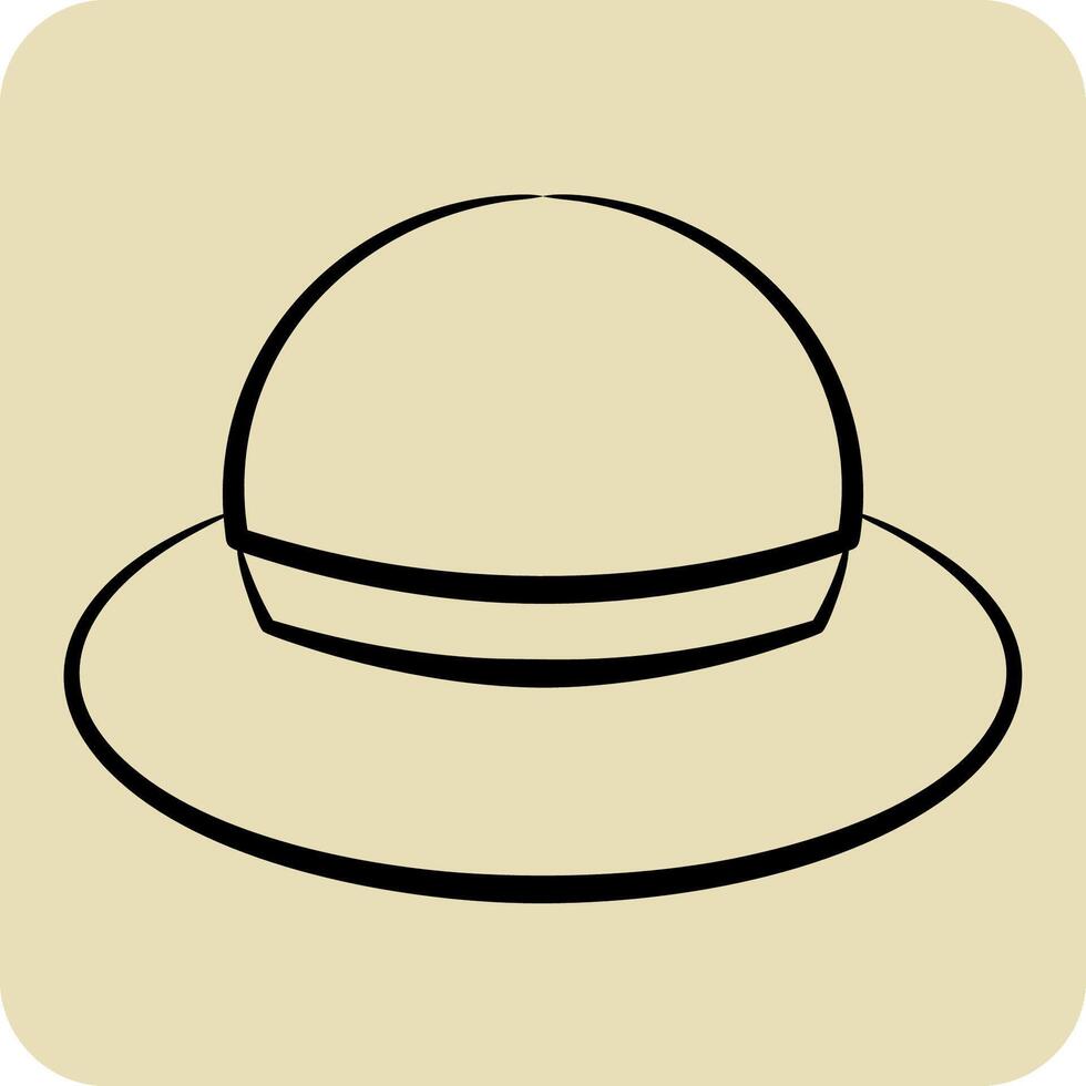 icoon hoed. verwant naar Kenia symbool. hand- getrokken stijl. gemakkelijk ontwerp bewerkbaar. gemakkelijk illustratie vector