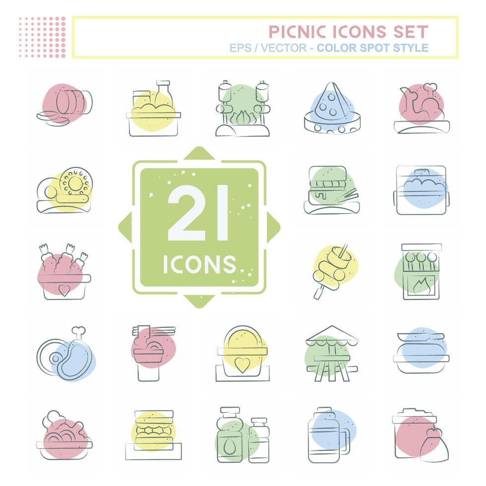 icoon reeks picknick. verwant naar vakantie symbool. kleur plek stijl. gemakkelijk ontwerp bewerkbaar. gemakkelijk illustratie vector