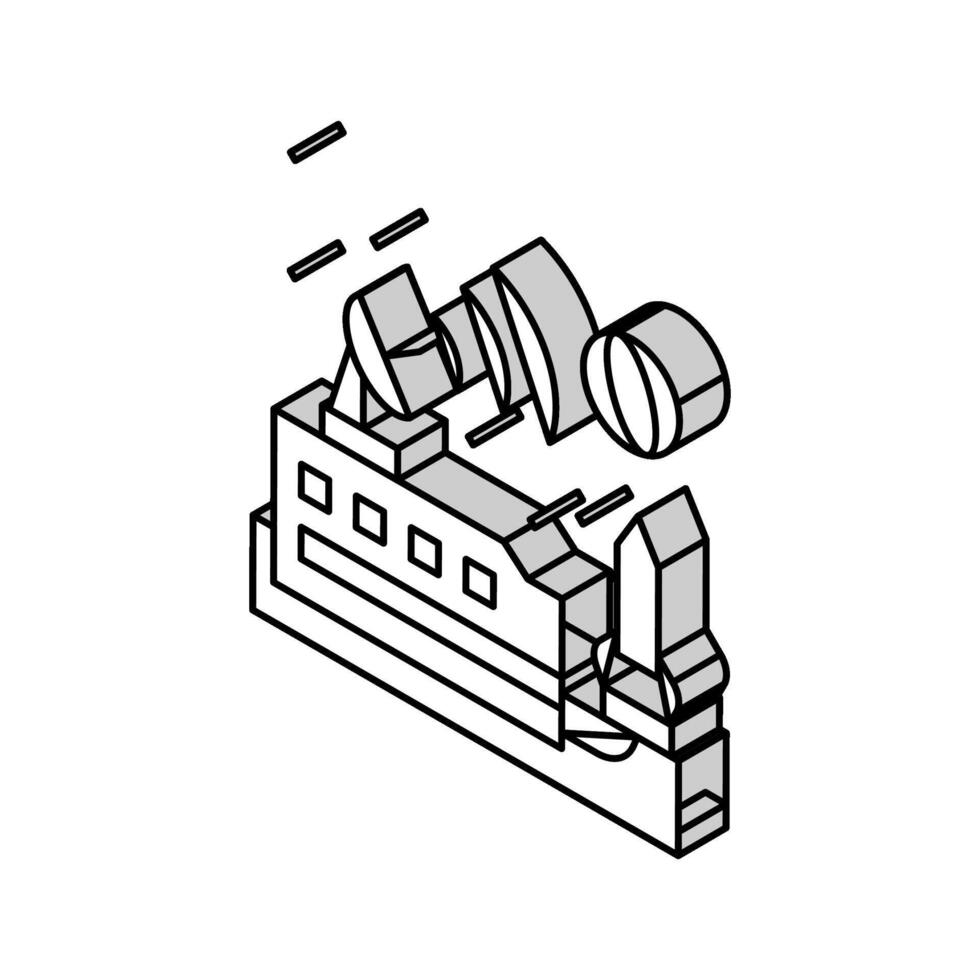 ruimte baseren Bezig met verzenden signaal Aan aarde isometrische icoon vector illustratie