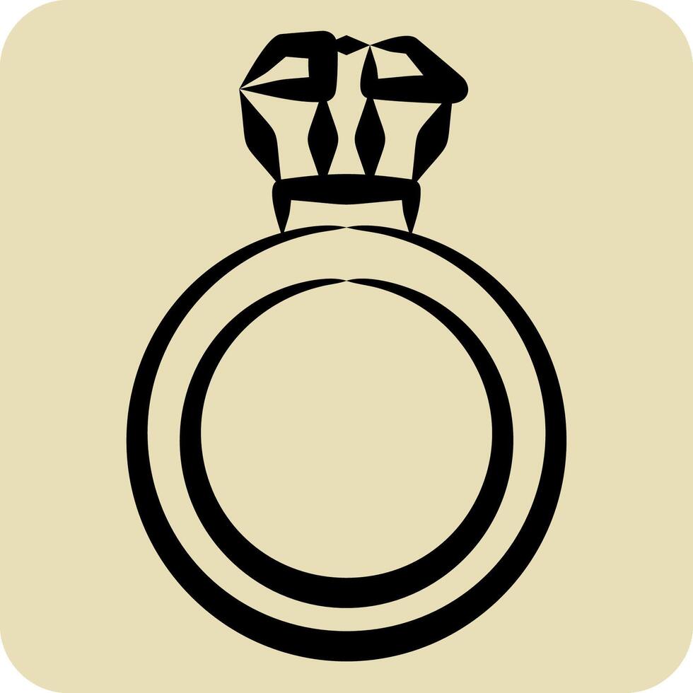 icoon diamant ring. verwant naar mode symbool. hand- getrokken stijl. gemakkelijk ontwerp bewerkbaar. gemakkelijk illustratie vector