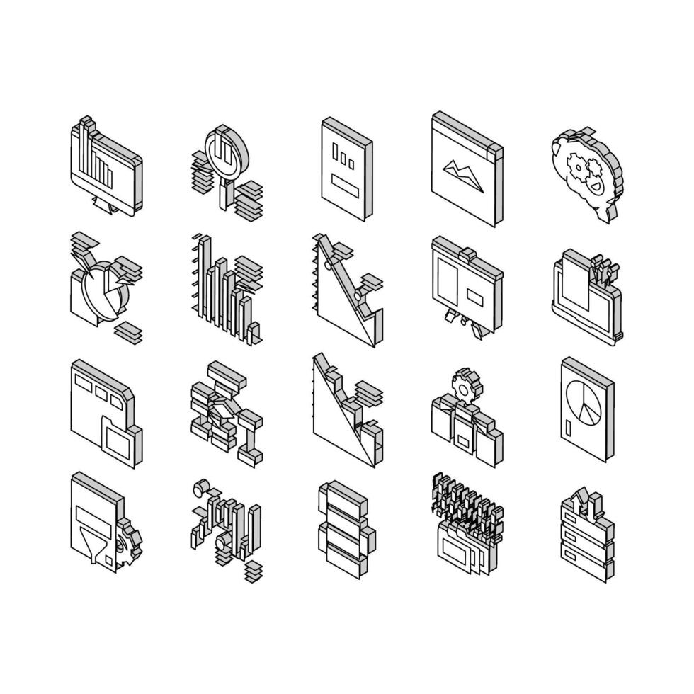 analyseren infographic verzameling isometrische pictogrammen reeks vector