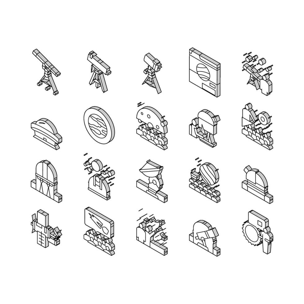 planetarium uitrusting verzameling isometrische pictogrammen reeks vector