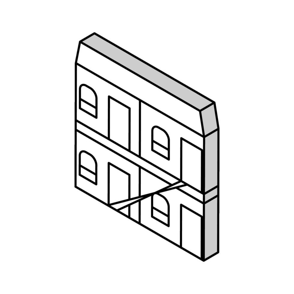 gebouw hotel isometrische icoon vector illustratie