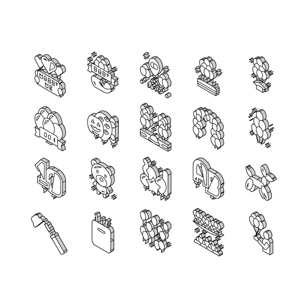 ballon decoratie verzameling isometrische pictogrammen reeks vector