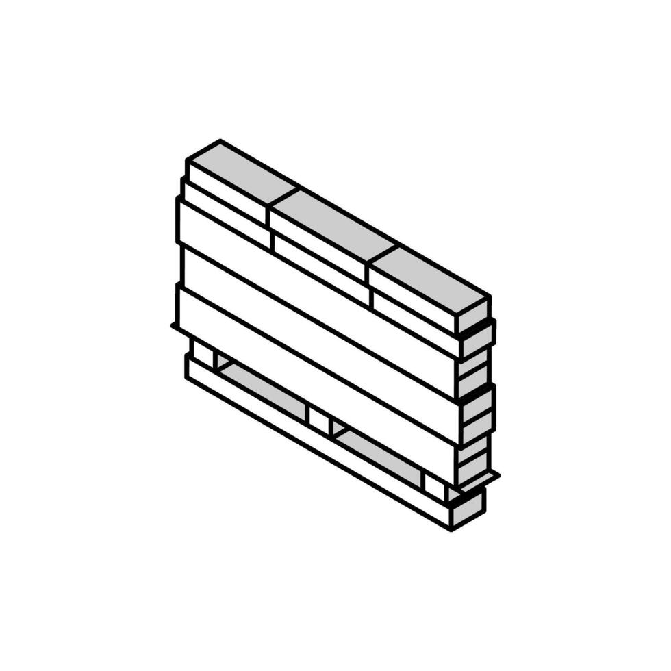houten planken Aan pallet isometrische icoon vector illustratie