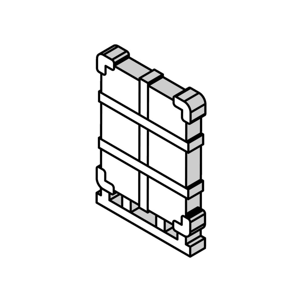 glas productie inpakken voor vervoer isometrische icoon vector illustratie