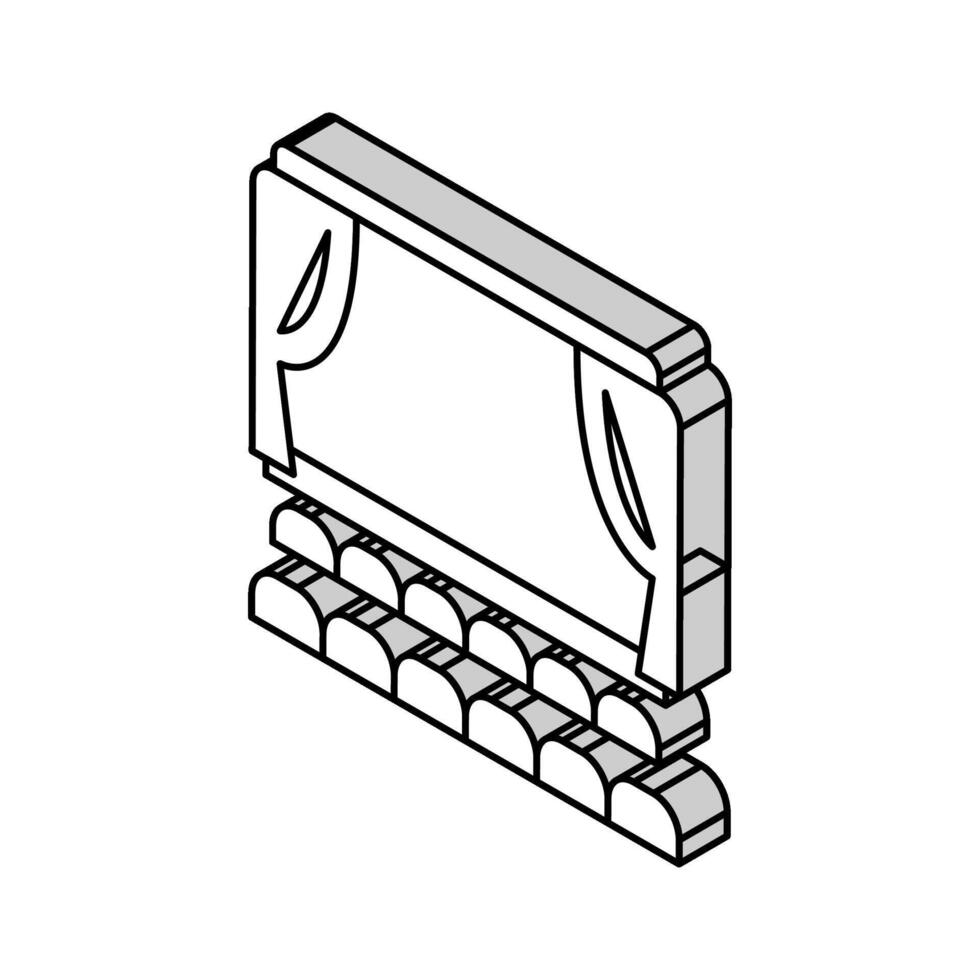 bioscoop Scherm en stoelen isometrische icoon vector illustratie