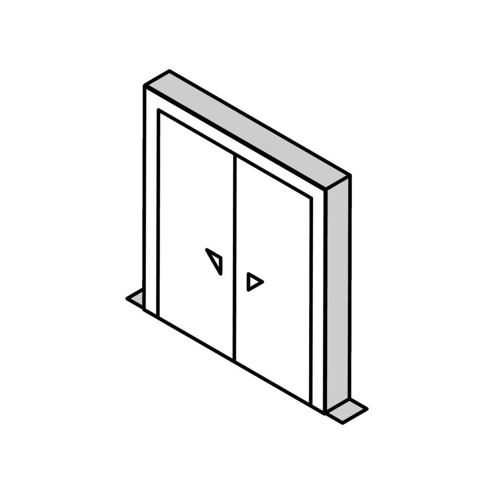 dubbele houten deur isometrische icoon vector illustratie