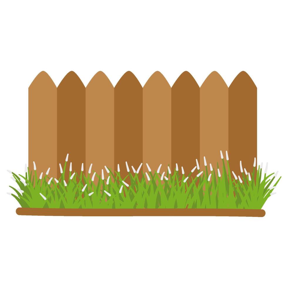 houten hek met gras vector