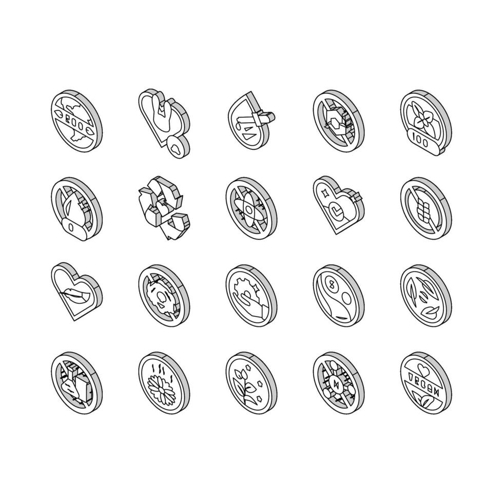 eco schoonheidsmiddelen biologisch en bio isometrische pictogrammen reeks vector