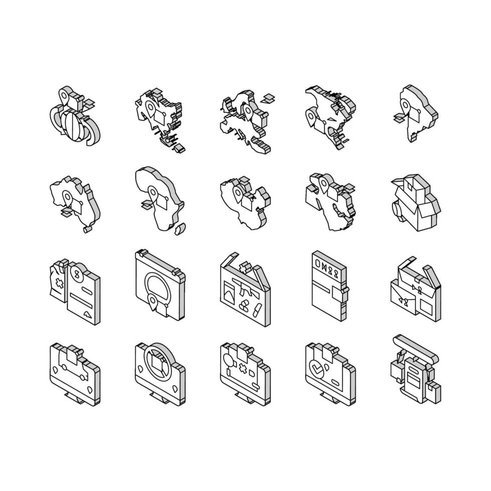 Verzending bijhouden Internationale isometrische pictogrammen reeks vector