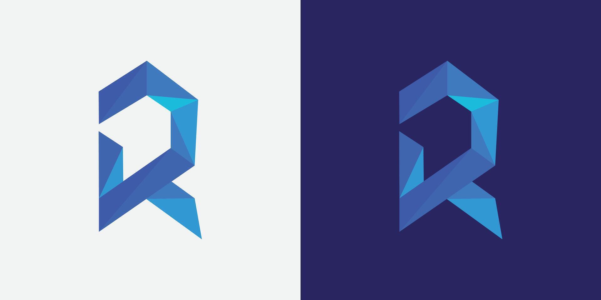 veelhoekige r logo ontwerp met blauw kleur . meetkundig r logo vector