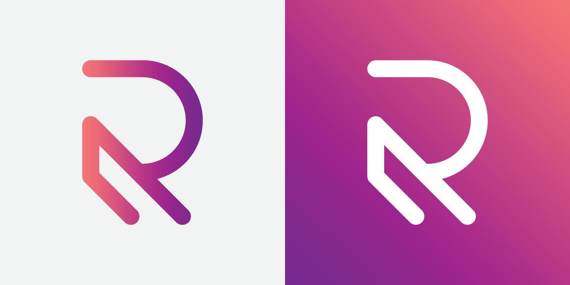 r logo ontwerp minimalistisch met helling levendig kleuren vector