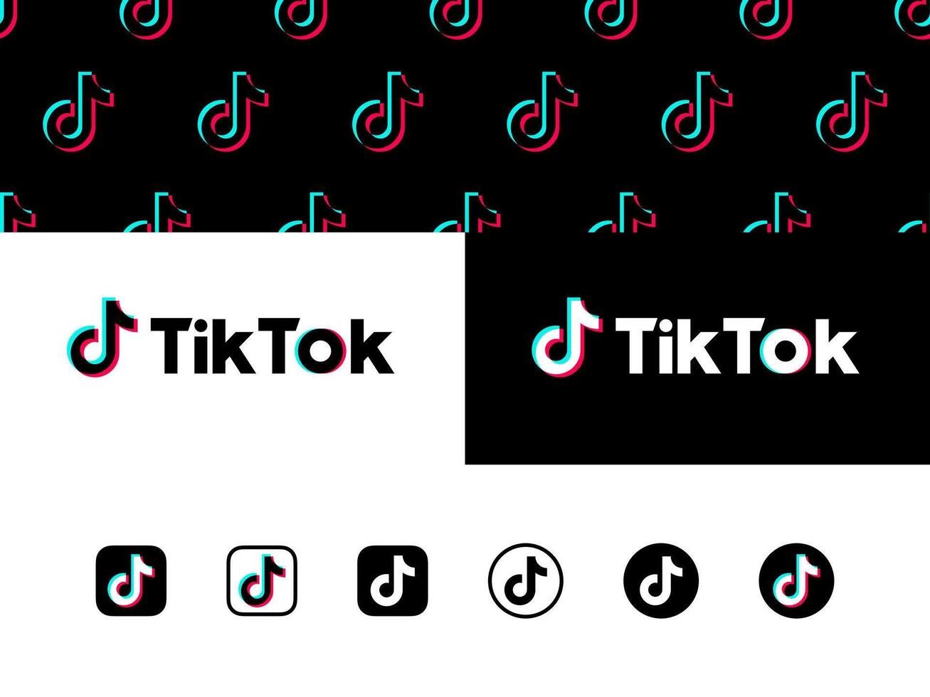 tiktok vector logo pictogrammen en patroon. redactioneel gebruiken. vinnitsa, Oekraïne - februari 15, 2024