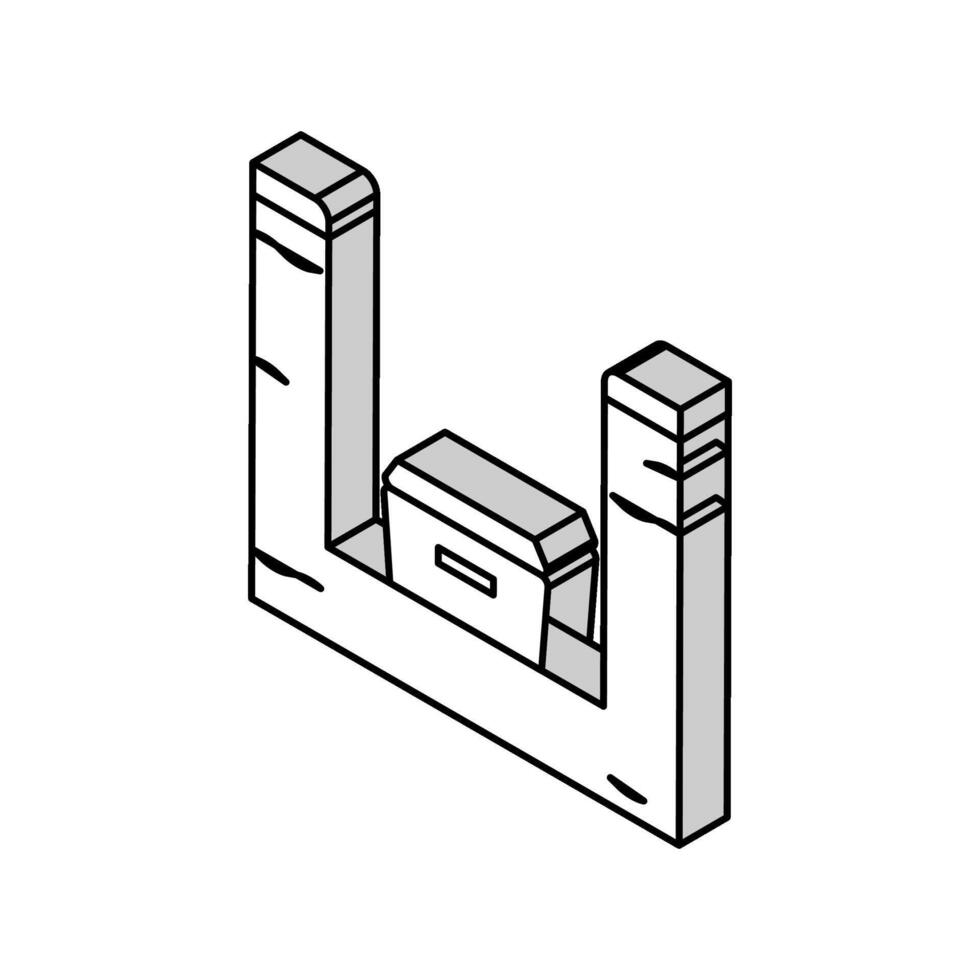 lijkkist in begrafenis pit isometrische icoon vector illustratie