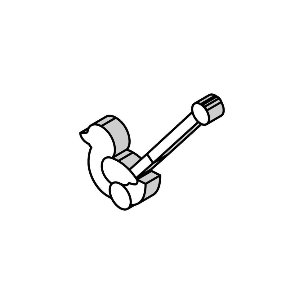eend stok Duwen speelgoed- isometrische icoon vector illustratie