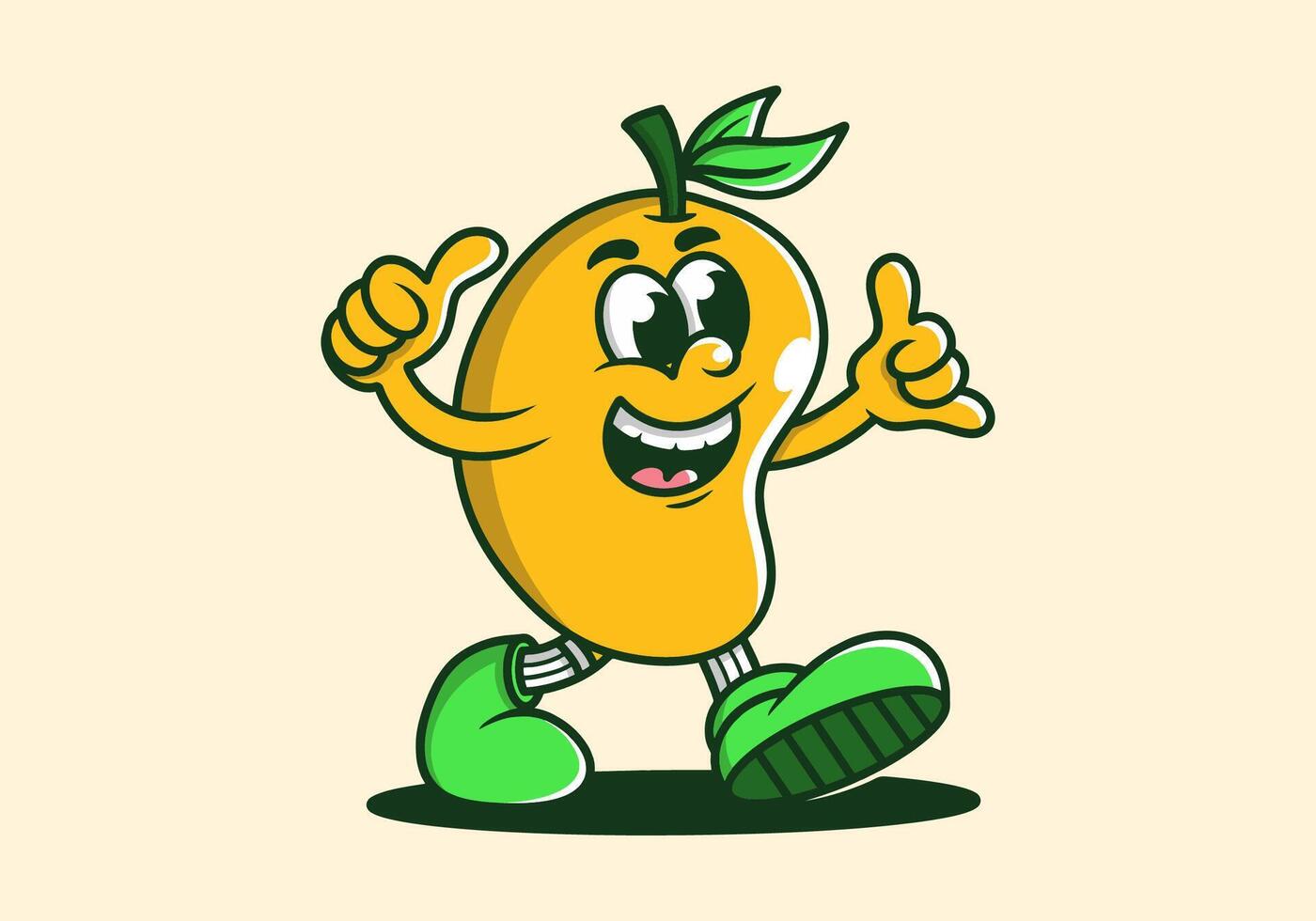 schattig mango mascotte karakter tekenfilm in geel kleur illustratie. geïsoleerd achtergrond vector