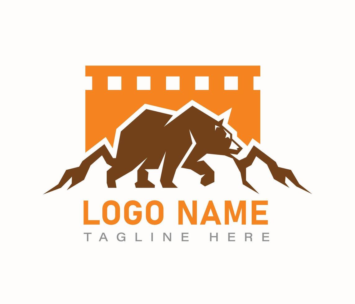 beer film met berg logo ontwerp vector