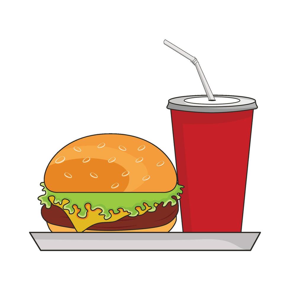 illustratie van hamburger en drinken vector