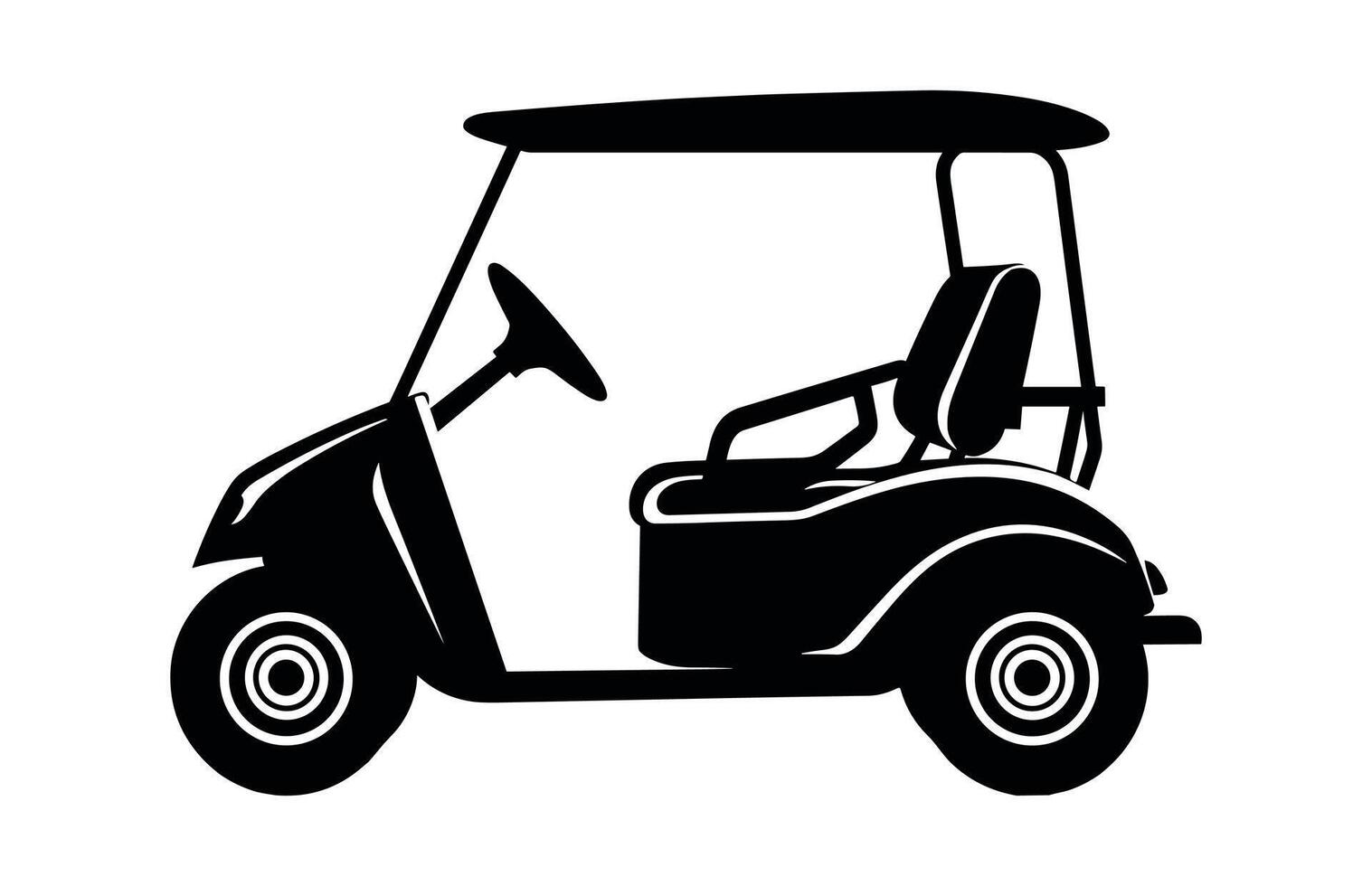 een club auto zwart silhouet, golf kar vector geïsoleerd Aan een wit achtergrond