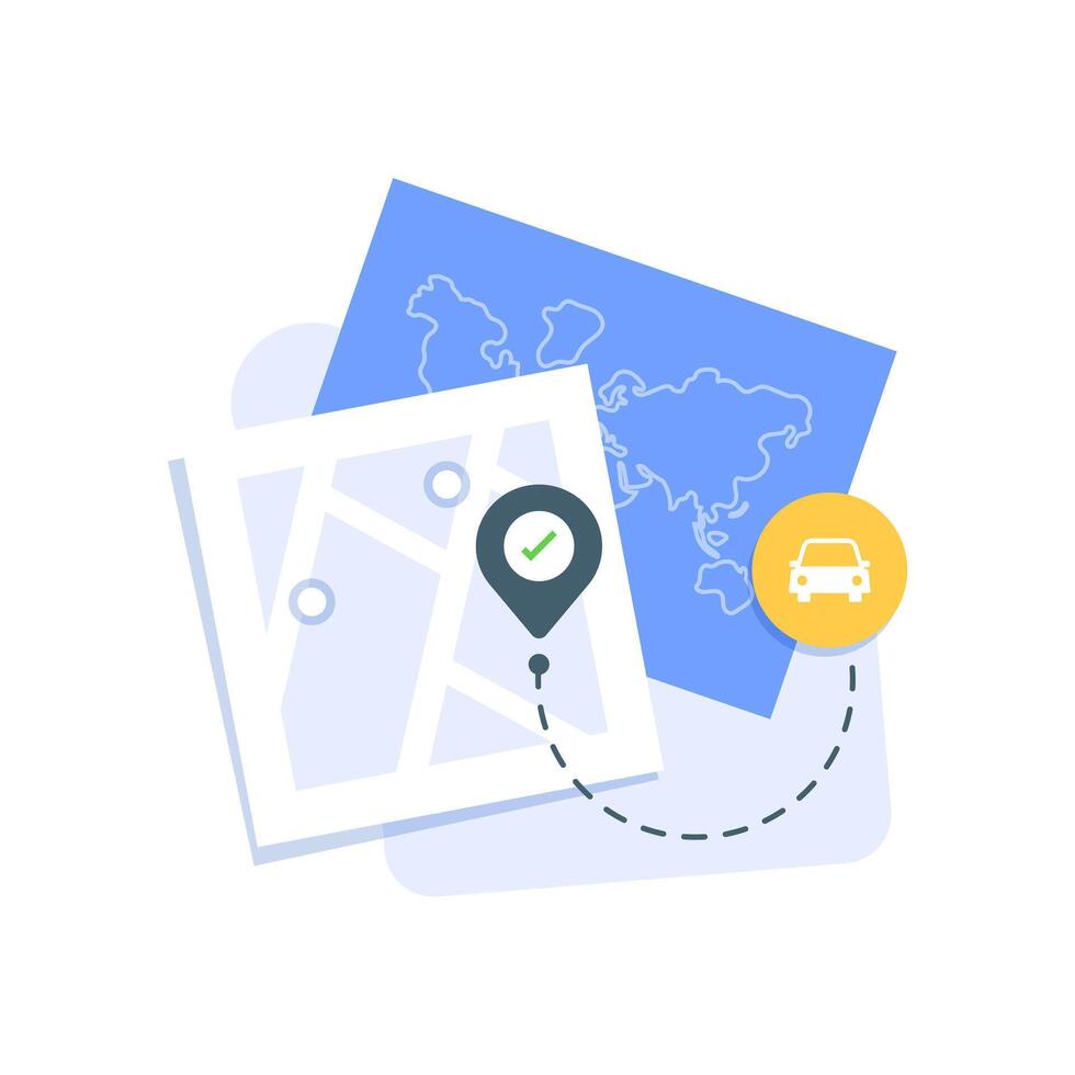 bijhouden GPS auto vervoer route icoon concept, plat ontwerp icoon vector illustratie
