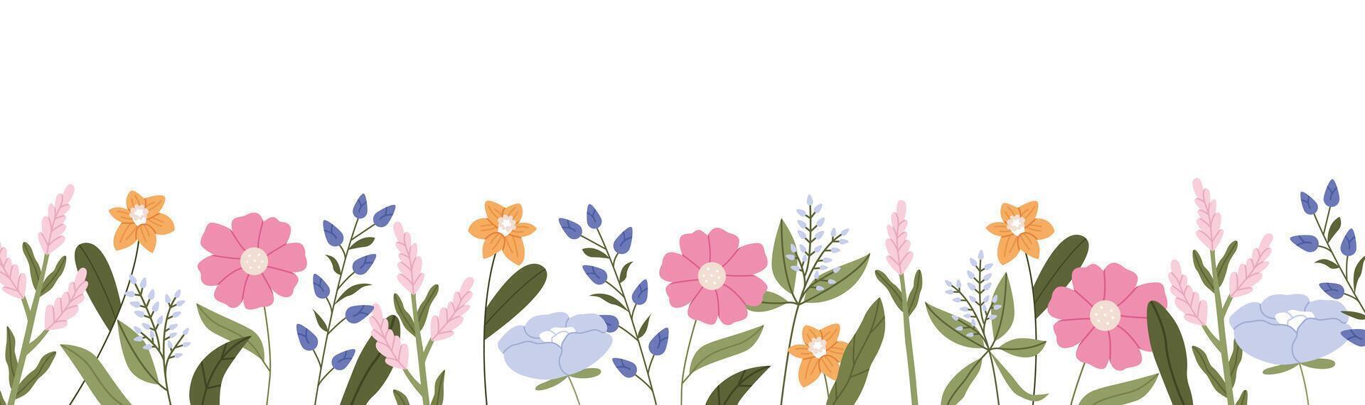 botanisch backdrop met bloeiend bloemen vector