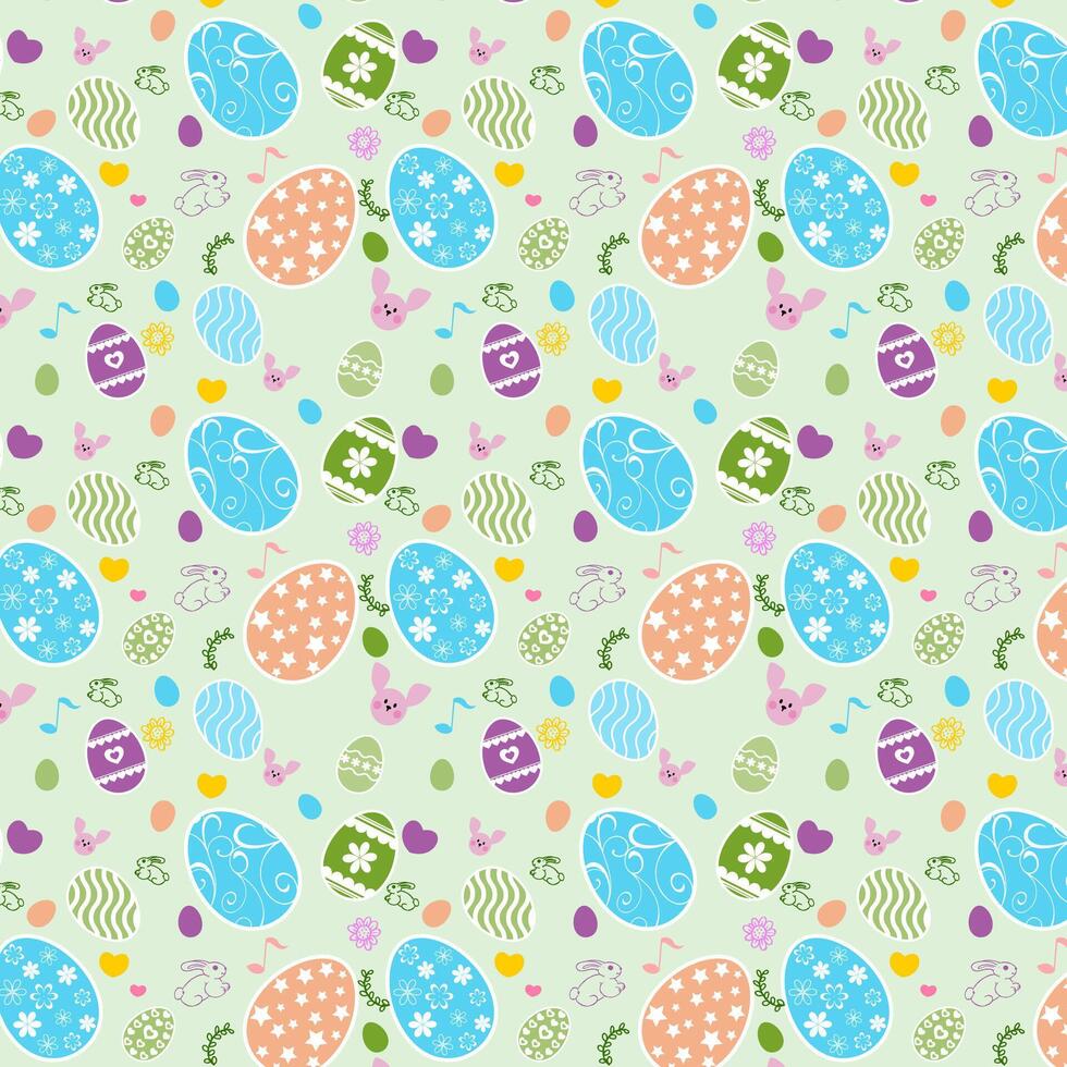 Pasen patroon met konijntjes, bloemen en Pasen eieren. schattig voorjaar achtergrond vector
