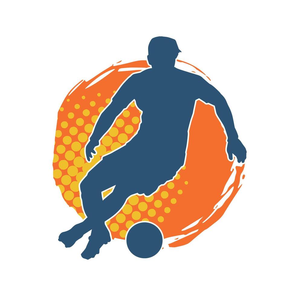 silhouet van een mannetje voetbal speler schoppen een bal. silhouet van een Amerikaans voetbal speler in actie houding. vector