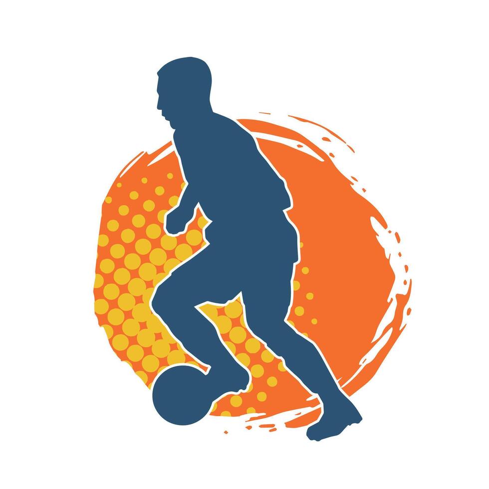 silhouet van een mannetje voetbal speler schoppen een bal. silhouet van een Amerikaans voetbal speler in actie houding. vector